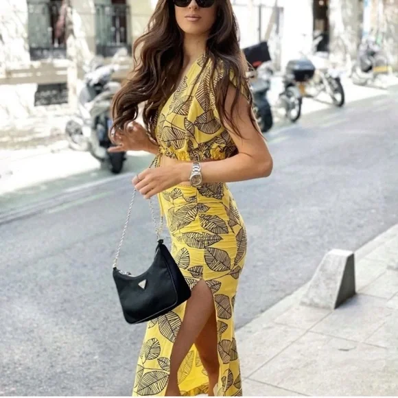 ZARA 2 PIECE LINEN CROPPED TOP AND RUCHED SKIRT - Picture 7 of 10